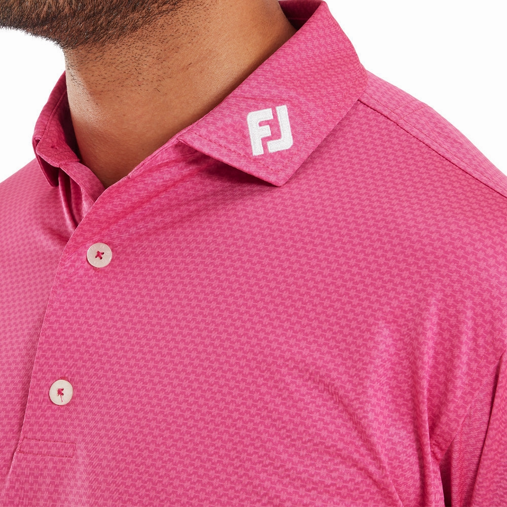 Minimal Style Trend FootJoy Abacus Print Lisle Polo Shirt - Magenta