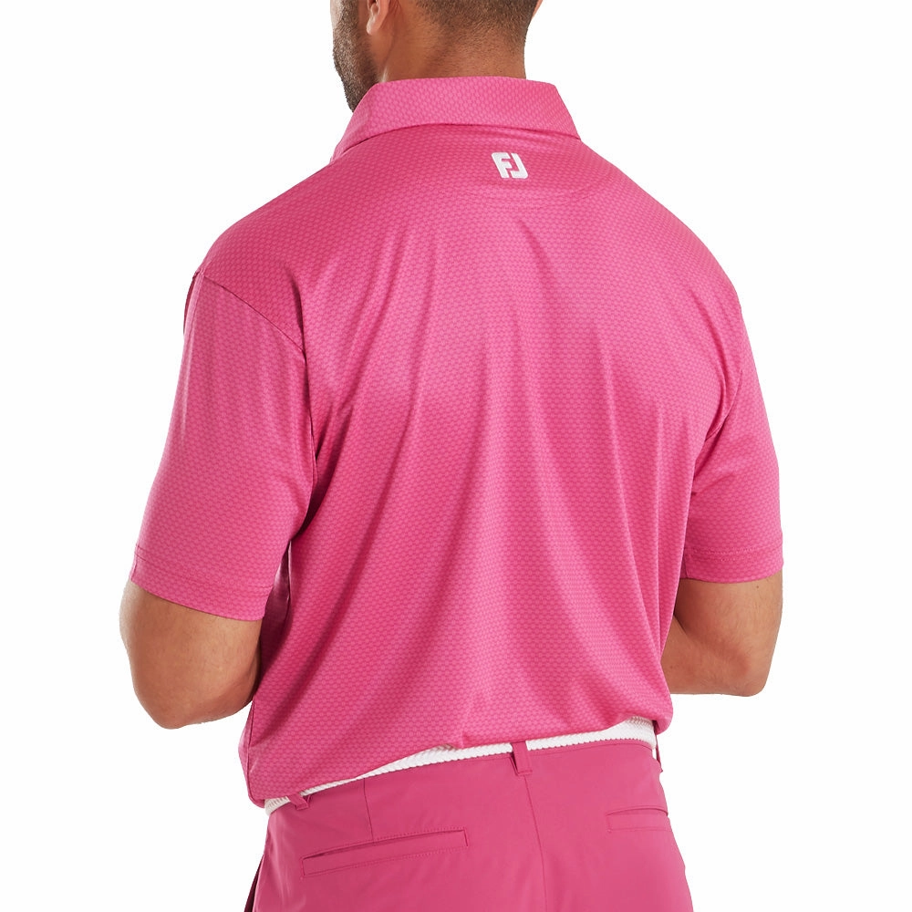 FootJoy Abacus Print Lisle Polo Shirt - Magenta Fashionable Option Stretch Knit