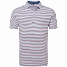 Durable Ribbed Hem Unisex Fit FootJoy Balance Stripe Lisle Polo Shirt - Skyway