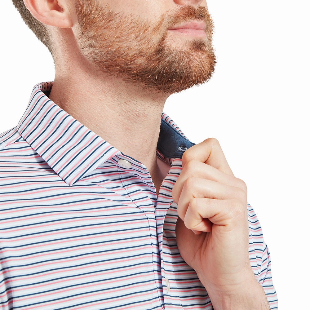 FootJoy Balance Stripe Lisle Polo Shirt - Skyway Eco Friendly Dye
