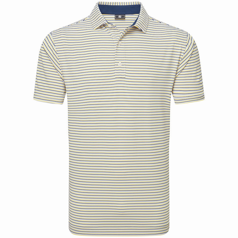 Animal Print Minimal Comfort Style FootJoy Balance Stripe Lisle Polo Shirt - White/Taxi