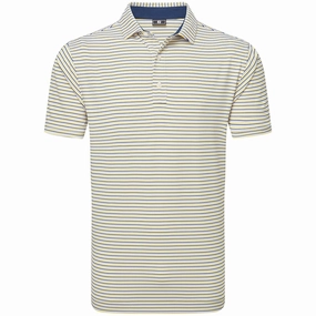 Animal Print Minimal Comfort Style FootJoy Balance Stripe Lisle Polo Shirt - White/Taxi