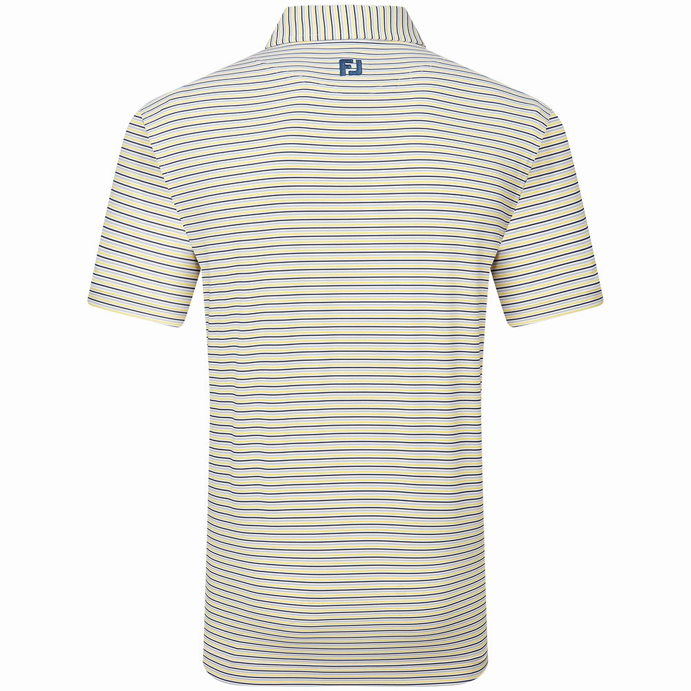 High-Quality Fabric FootJoy Balance Stripe Lisle Polo Shirt - White/Taxi