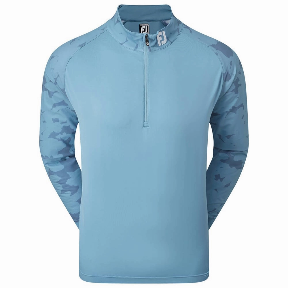 FootJoy Camo Floral Half Zip Midlayer - Storm Blue Travel Comfort Branded Look