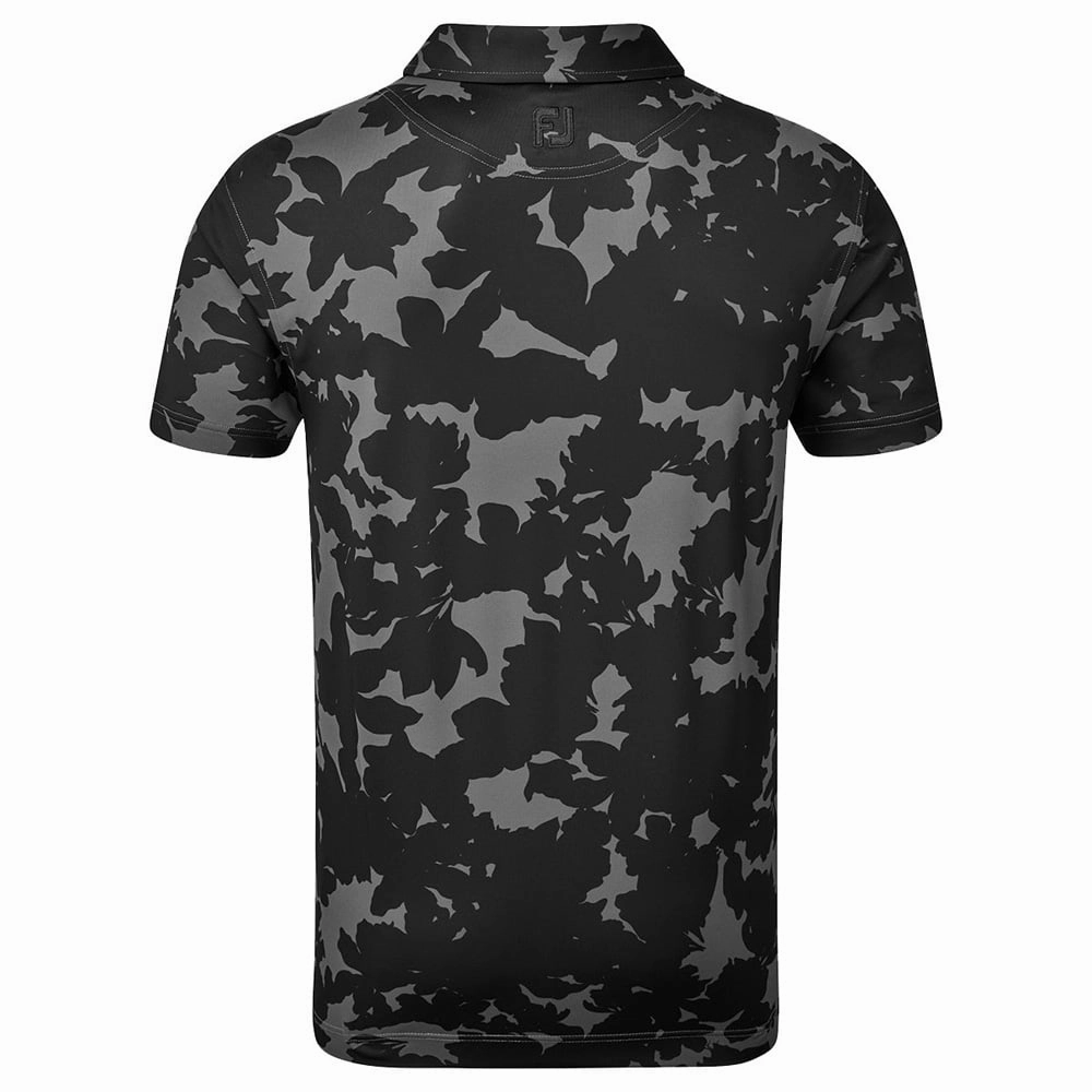 Essential Layer Chic Comfort Style FootJoy Camo Floral Print Polo Shirt - Black