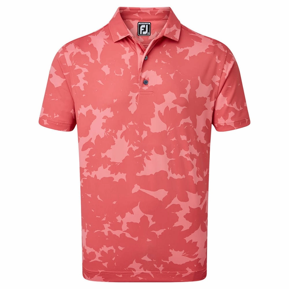 MoistureWicking FootJoy Camo Floral Print Polo Shirt - Cape Red