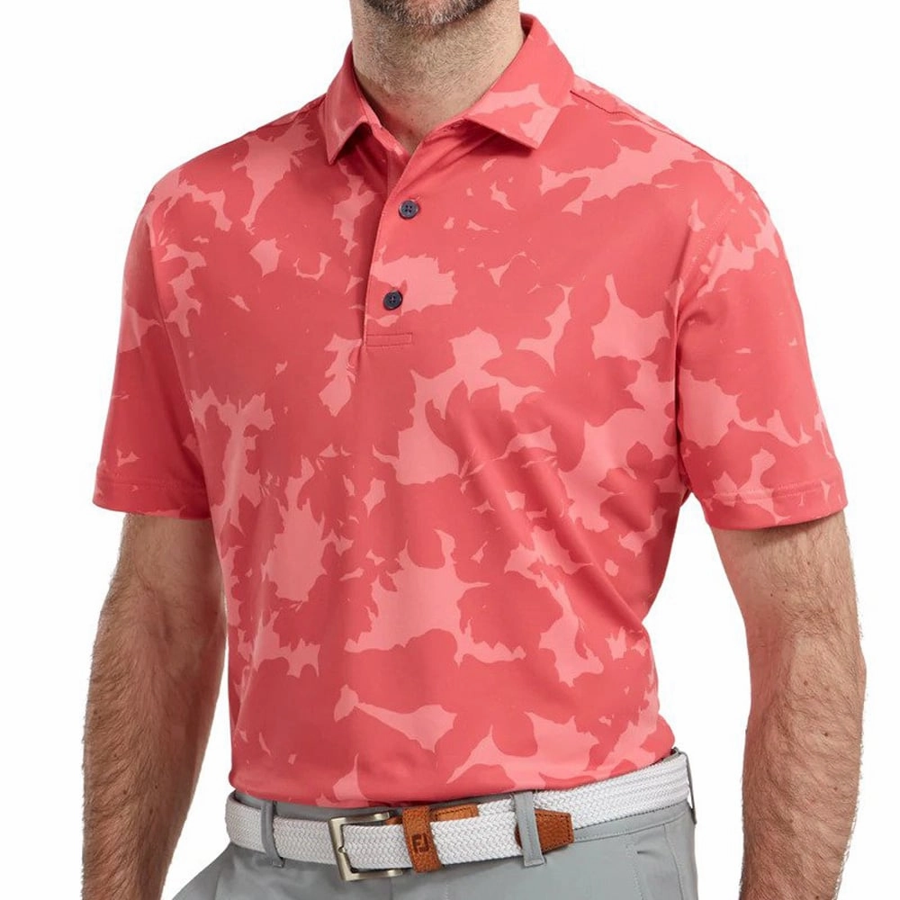 Holiday Style Comfortable Look FootJoy Camo Floral Print Polo Shirt - Cape Red
