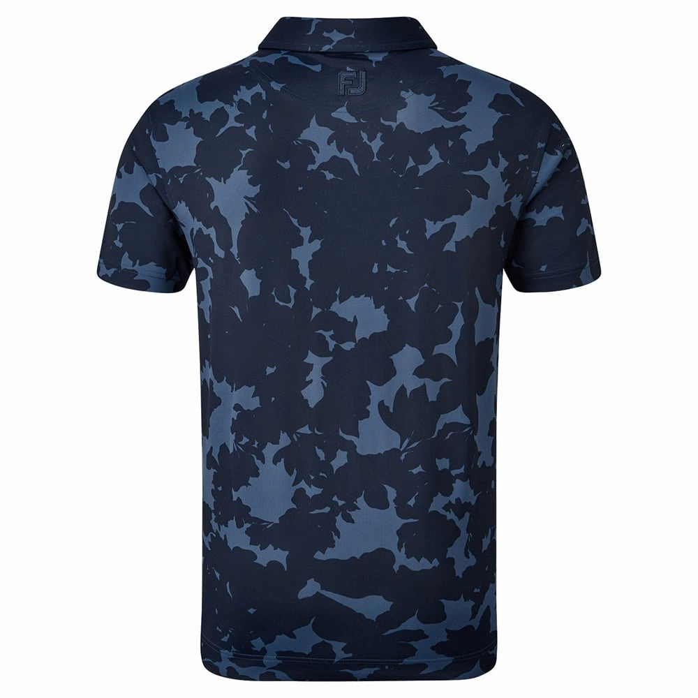Animal Print FootJoy Camo Floral Print Polo Shirt - Navy
