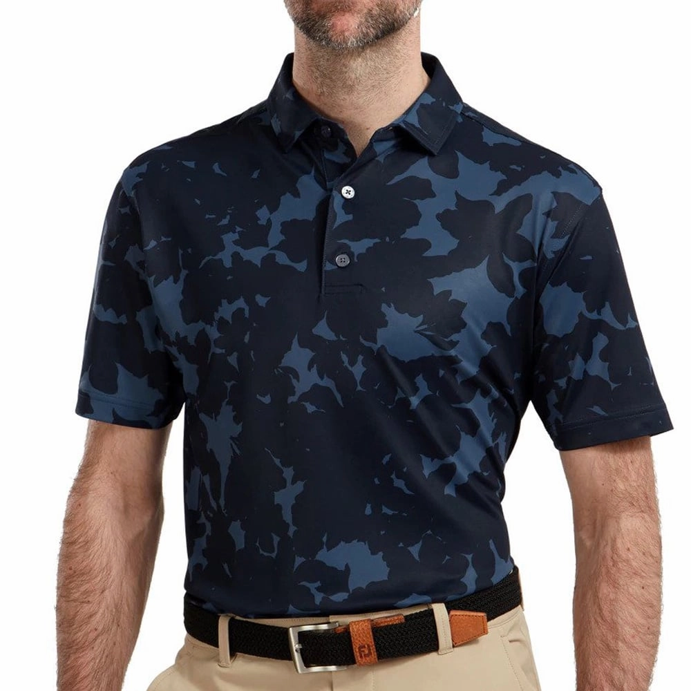 Eco Friendly Dye FootJoy Camo Floral Print Polo Shirt - Navy