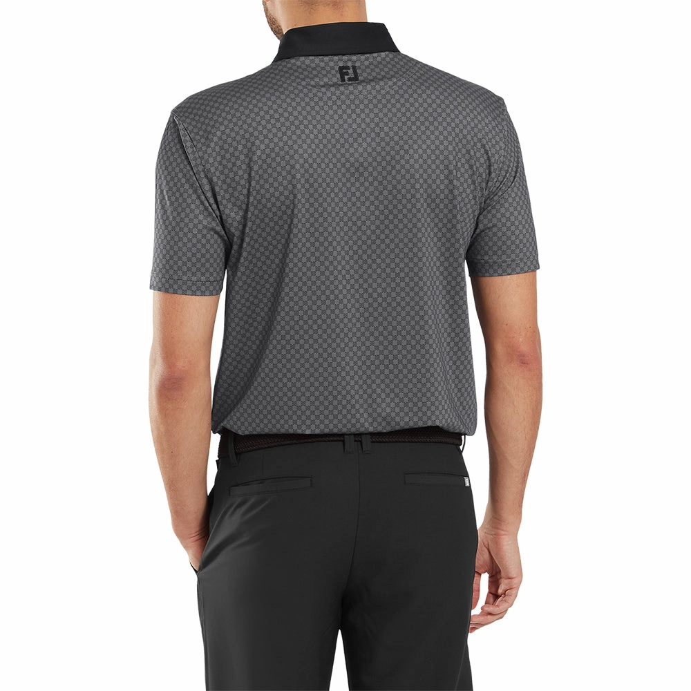 FootJoy Checker Jacquard Polo Shirt - Black/White Casual Comfort Fit Effortless Wearable