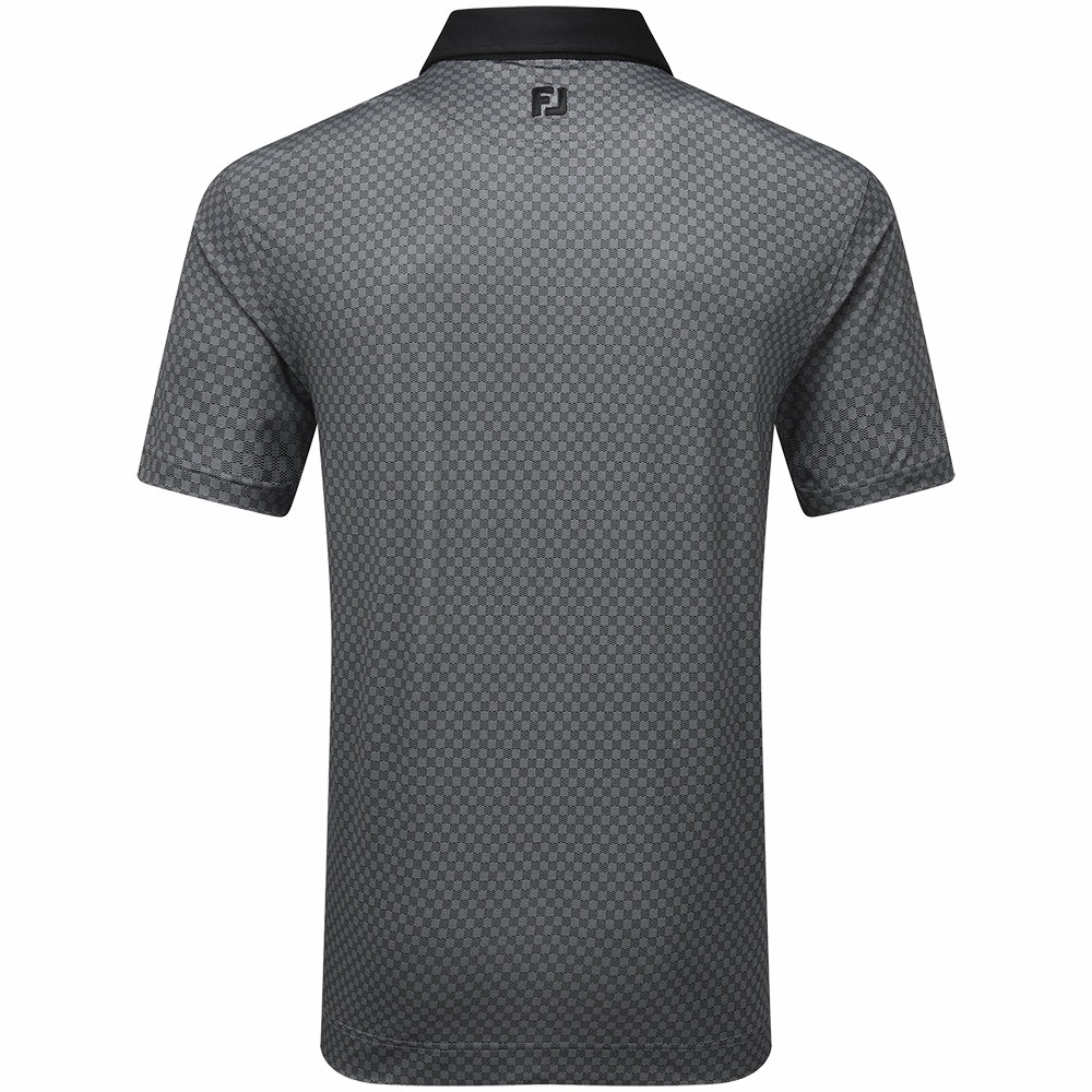 FootJoy Checker Jacquard Polo Shirt - Black/White Outdoor Comfort Style