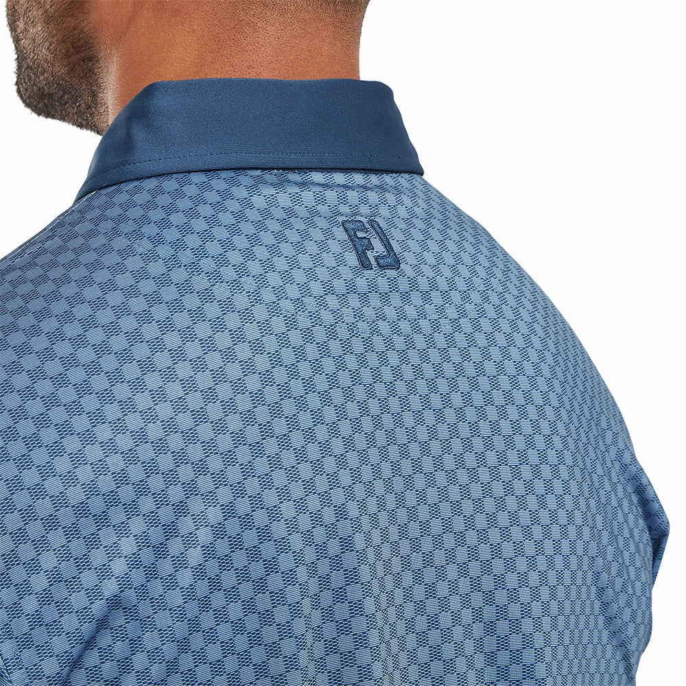 Limited Edition FootJoy Checker Jacquard Polo Shirt - Dark Denim/White