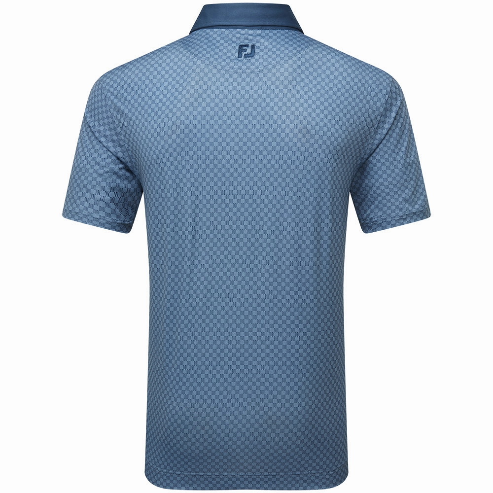 FootJoy Checker Jacquard Polo Shirt - Dark Denim/White Comfy Touch