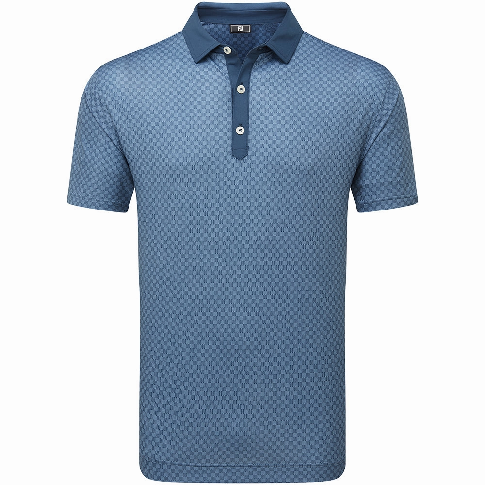 outdoor concert FootJoy Checker Jacquard Polo Shirt - Dark Denim/White