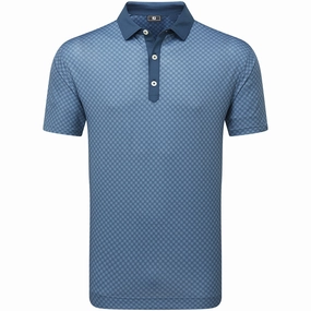 outdoor concert FootJoy Checker Jacquard Polo Shirt - Dark Denim/White