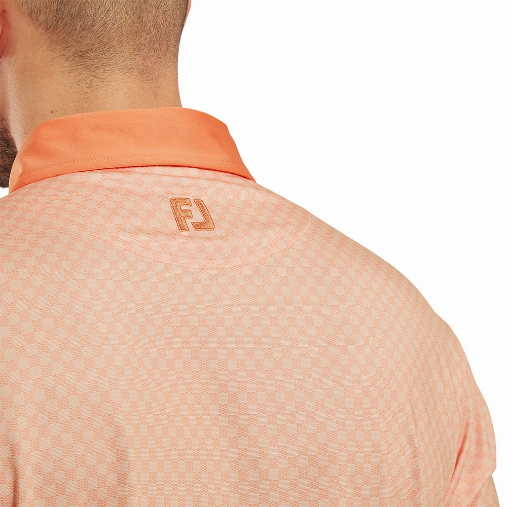 discount offer FootJoy Checker Jacquard Polo Shirt - Orange/White