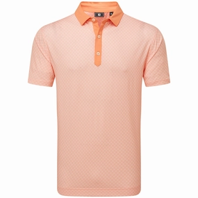 Timeless Layering Everyday Look Wear FootJoy Checker Jacquard Polo Shirt - Orange/White