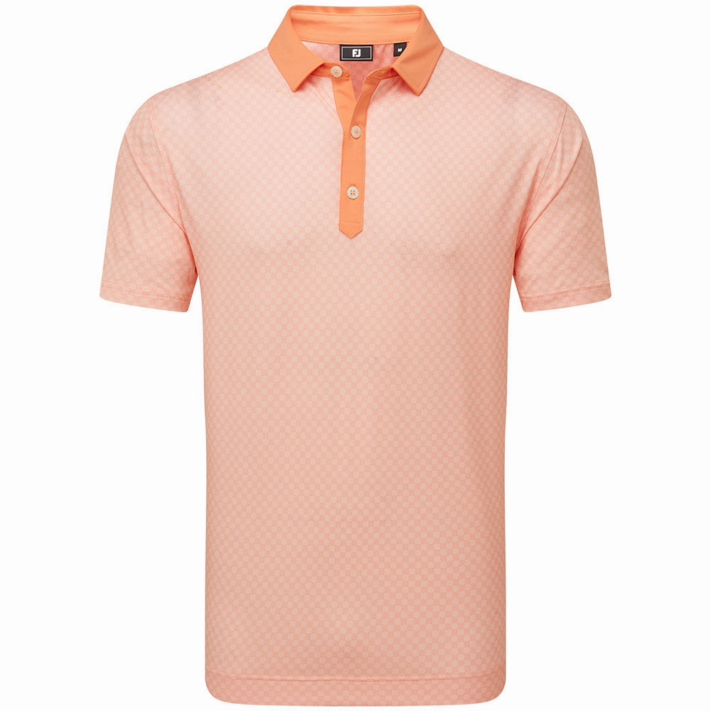 Timeless Layering Everyday Look Wear FootJoy Checker Jacquard Polo Shirt - Orange/White