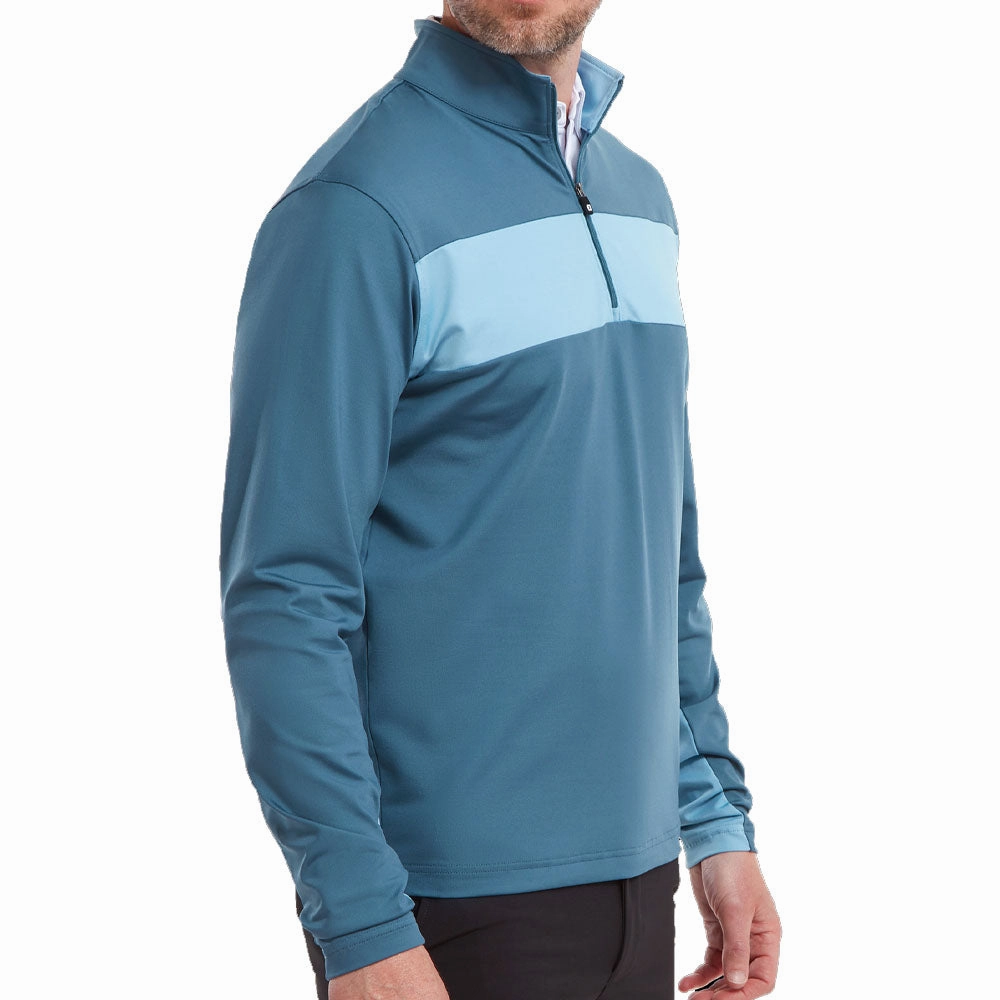 FootJoy Chest Stripe Chill Out 1/4 Zip Pullover - Ink/Dusk Blue Coffee Run