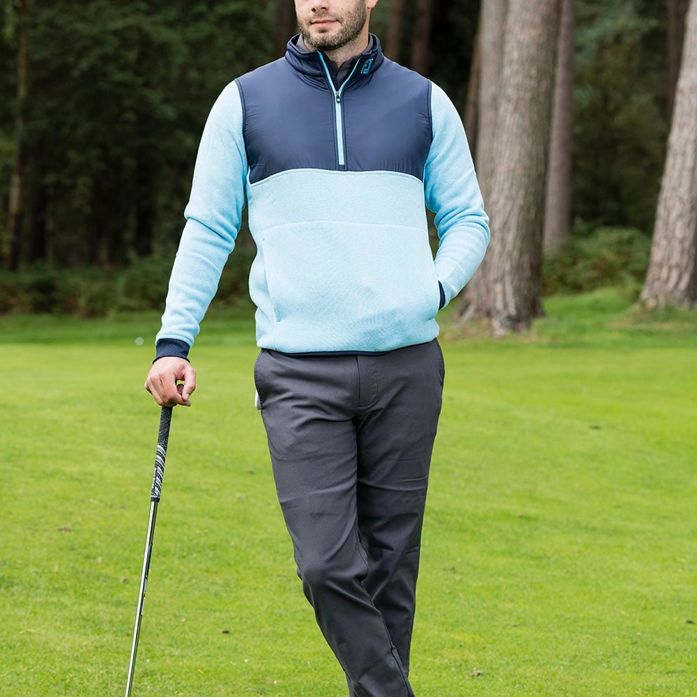 Comfort Essentials Cycling wear FootJoy Chill-Out Xtreme Sport Fleece Pullover - Heather/Light Blue/Navy