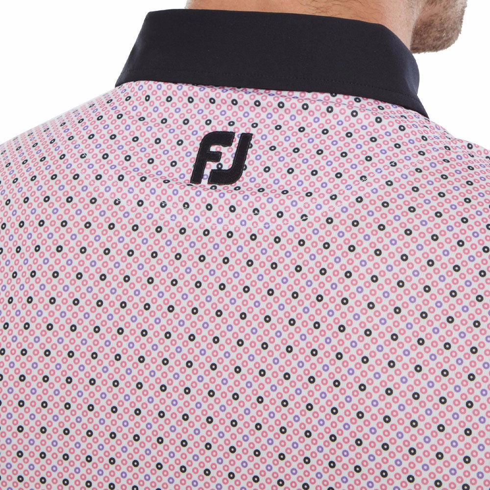 polo neck BiodegradableMaterial FootJoy Circle Print Polo Shirt - Black/Orchid/Violet/White