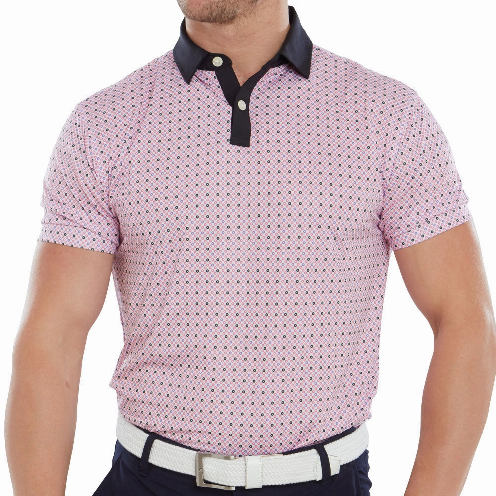 FootJoy Circle Print Polo Shirt - Black/Orchid/Violet/White Casual Look Wear