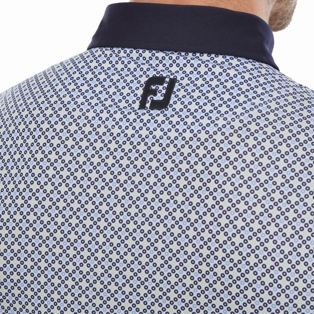 Reinforced Shoulders Quick Comfort FootJoy Circle Print Polo Shirt - Navy/True Blue/Almond/White