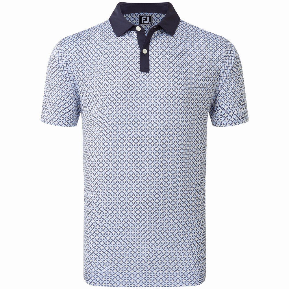 EcoFriendly Dye Sporty Design FootJoy Circle Print Polo Shirt - Navy/True Blue/Almond/White