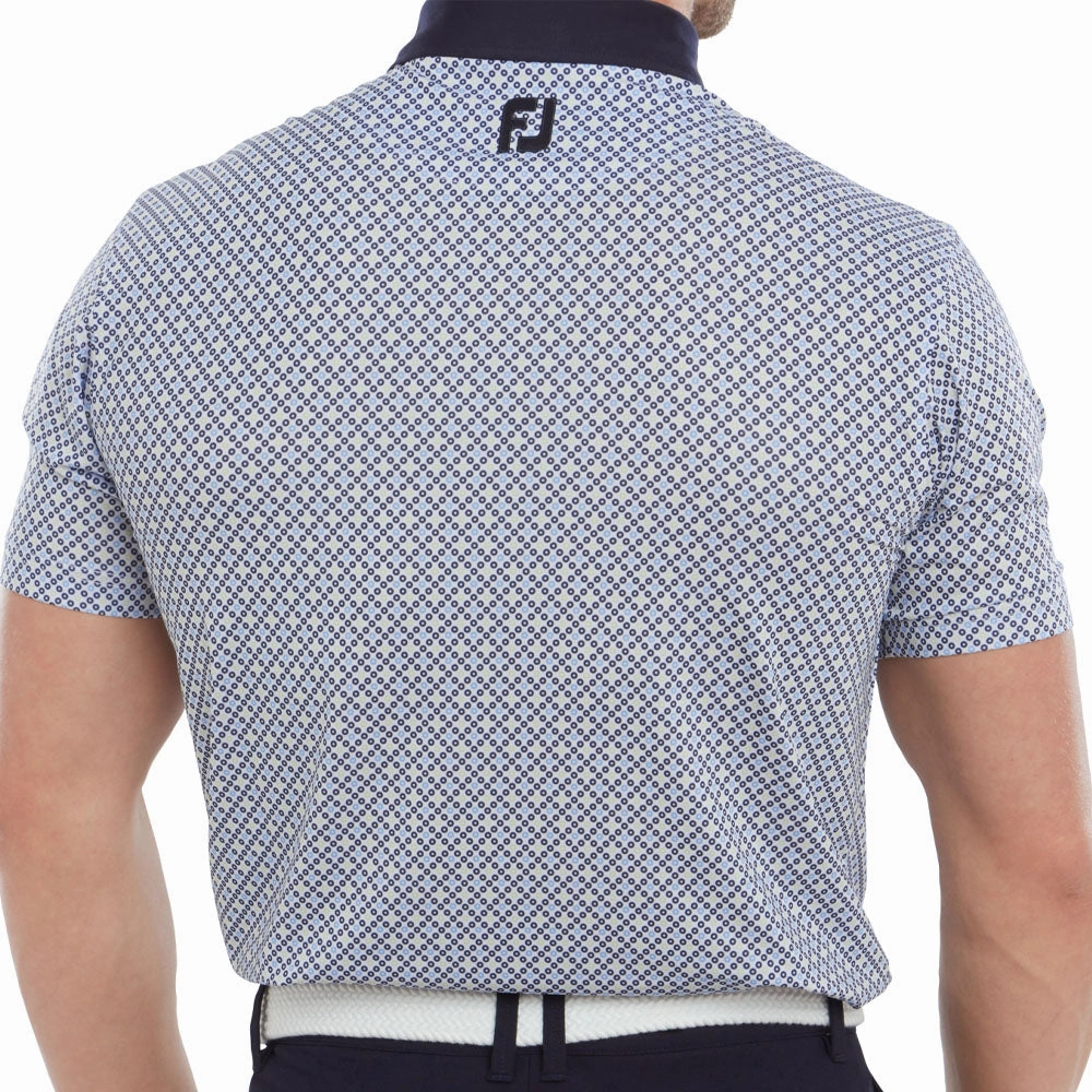 Comfy Fit FootJoy Circle Print Polo Shirt - Navy/True Blue/Almond/White