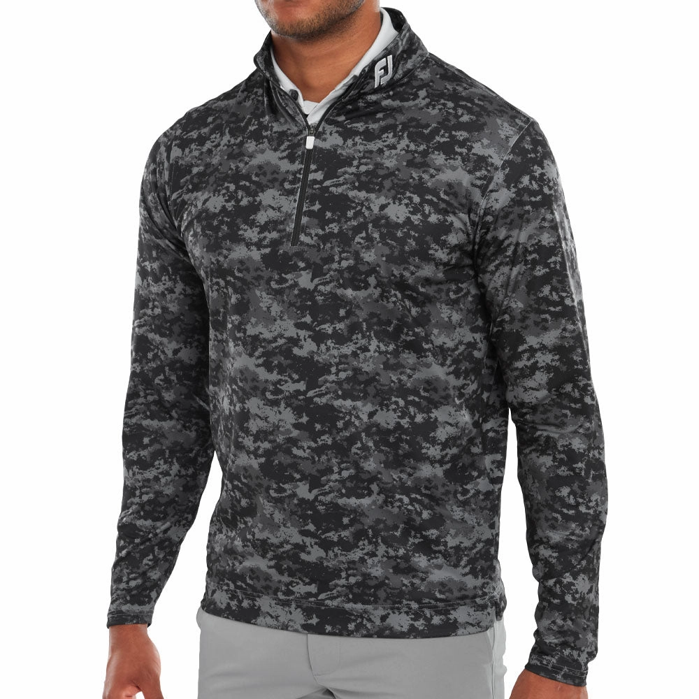 FootJoy Cloud Camo 1/4 Zip Pullover - Black Easy Look Yoga wear