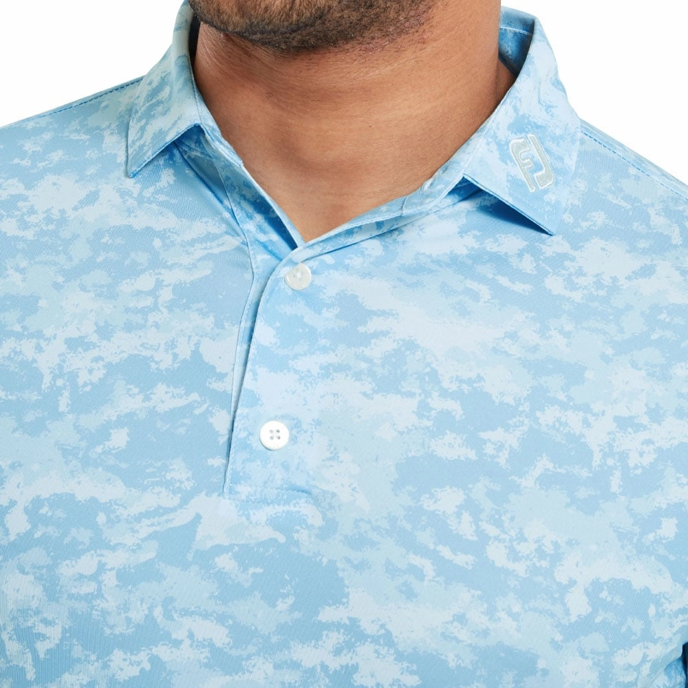 Versatile Comfort Long Sleeve FootJoy Cloud Camo Polo Shirt - True Blue