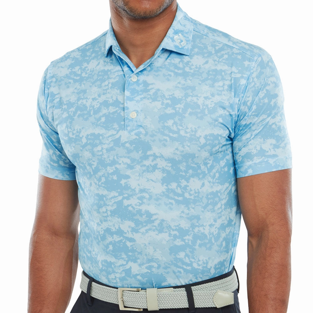 FootJoy Cloud Camo Polo Shirt - True Blue short sleeved Anti Static Treatment
