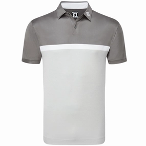 FootJoy Colour Block Interlock Polo Shirt - Grey Cliff Tagless Comfort Cool and casual