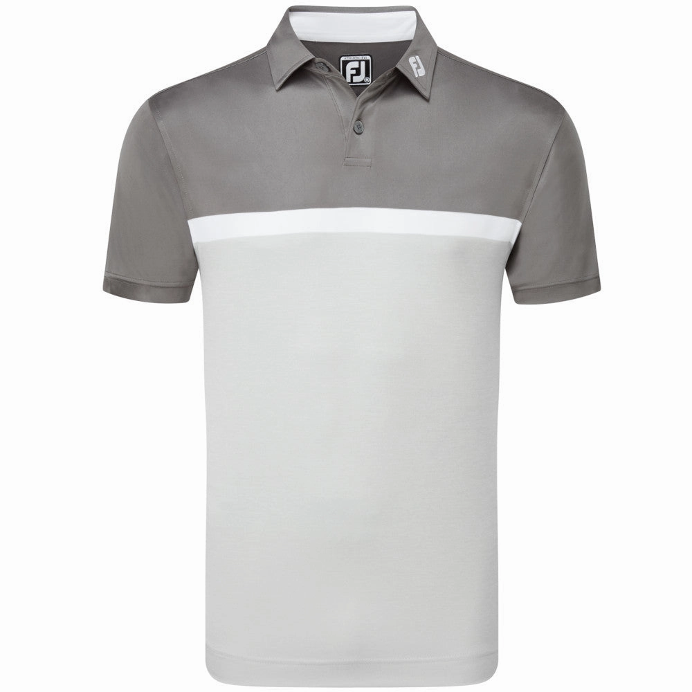 FootJoy Colour Block Interlock Polo Shirt - Grey Cliff Tagless Comfort Cool and casual