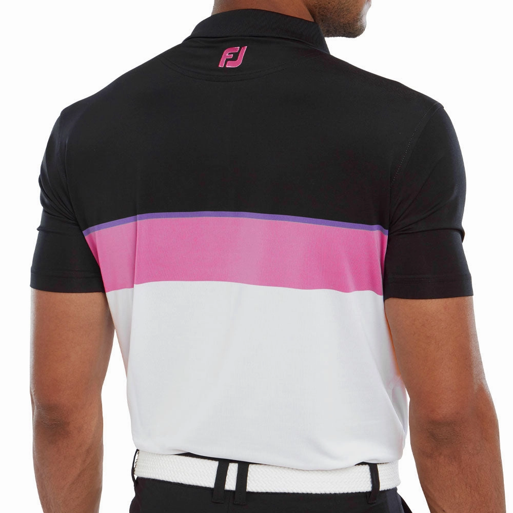 FootJoy Colour Theory Polo Shirt - Black/Violet/Orchid/White Spring Wear