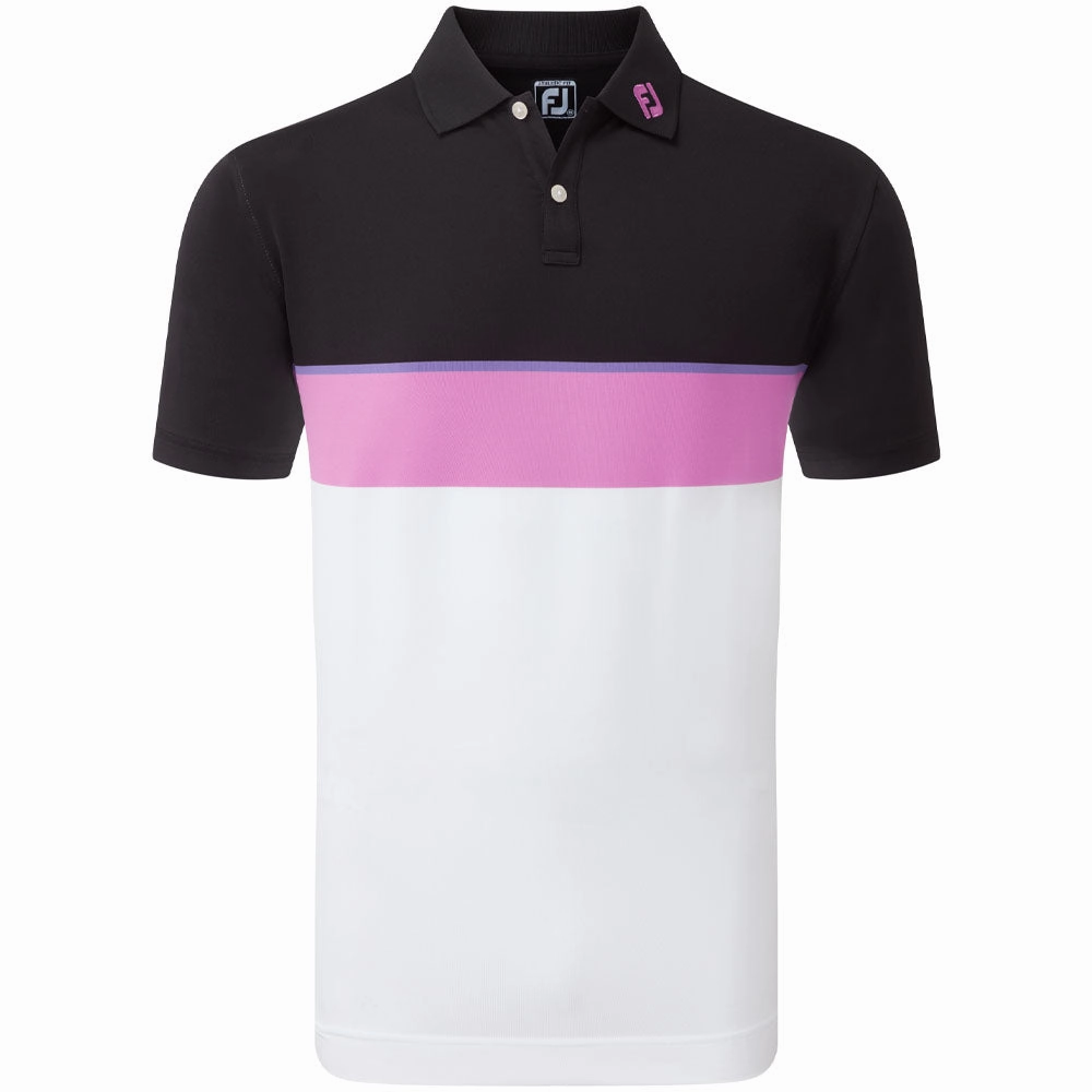 FootJoy Colour Theory Polo Shirt - Black/Violet/Orchid/White Lightweight Fashion