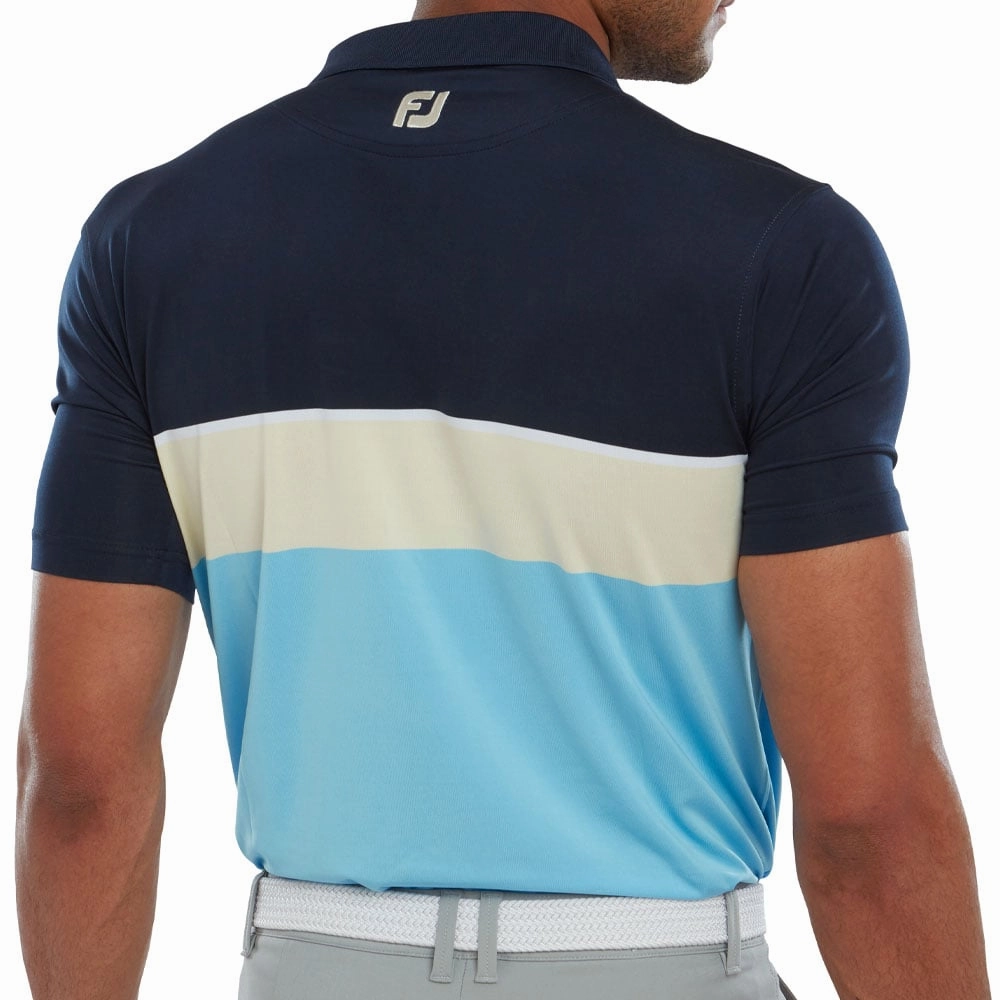 FootJoy Colour Theory Polo Shirt - Navy/White/Almond/True Blue Chic Look