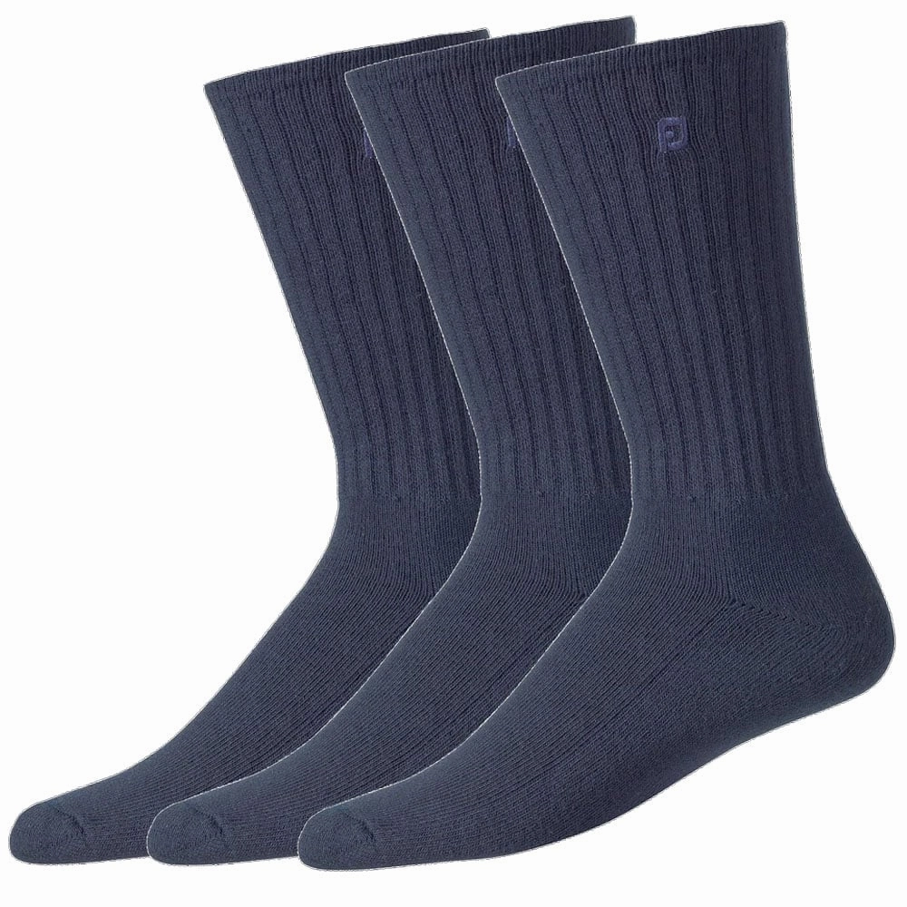 Arch support natural materials FootJoy ComfortSof Crew Socks (3 Pack) - Navy