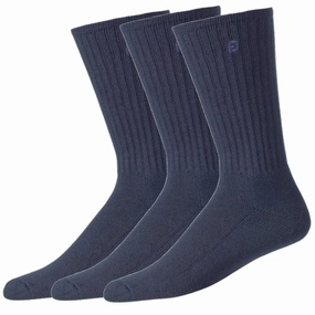 Arch support natural materials FootJoy ComfortSof Crew Socks (3 Pack) - Navy