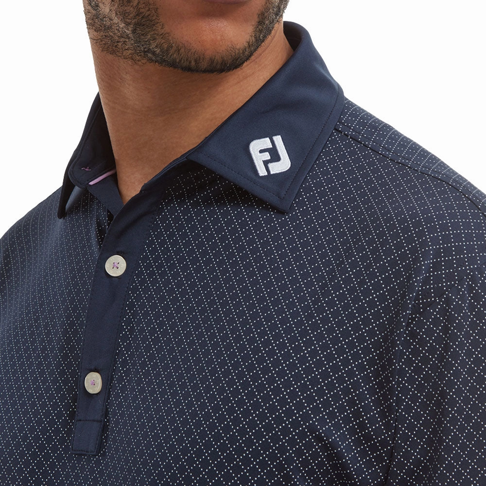 Relax Outfit Everyday Fit FootJoy Diamond Dot Print Lisle Polo Shirt - Navy/White