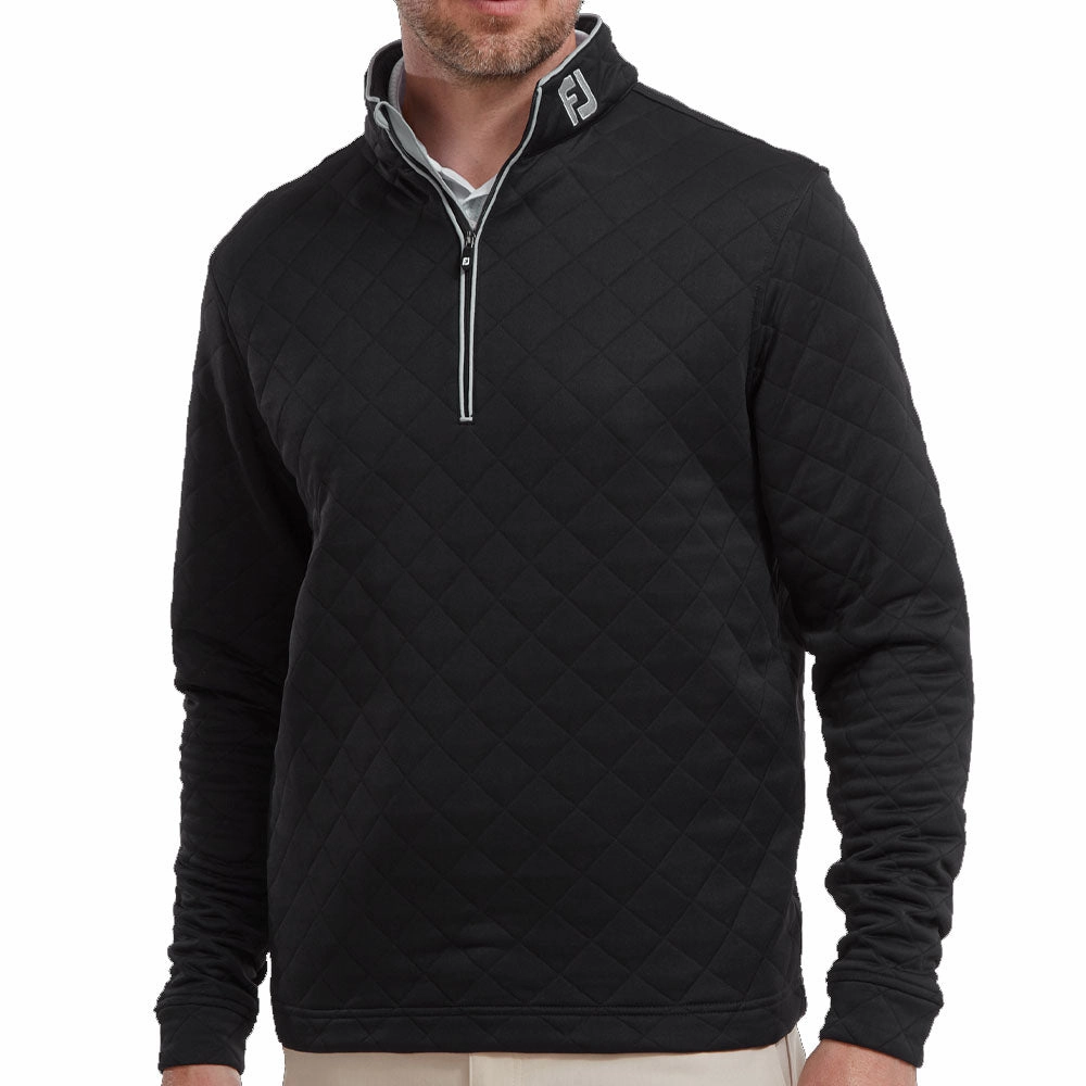 FootJoy Diamond Jacquard 1/4 Zip Pullover - Black/Grey product office appropriateness