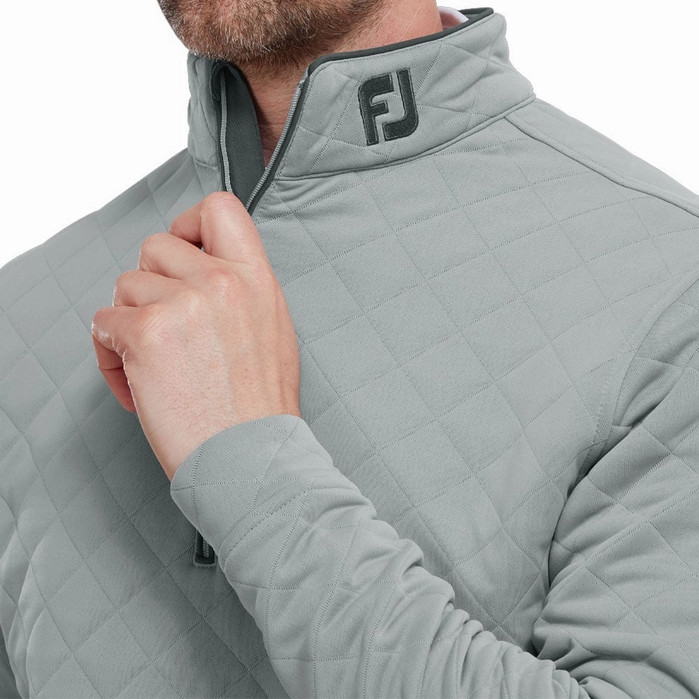 Essential Relaxed Lightweight Comfort FootJoy Diamond Jacquard 1/4 Zip Pullover - Grey/Charcoal