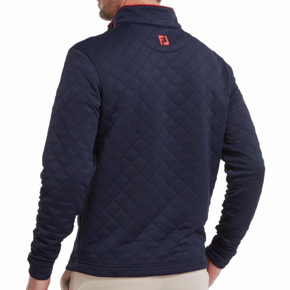Simple Style FootJoy Diamond Jacquard 1/4 Zip Pullover - Navy/Bright Red