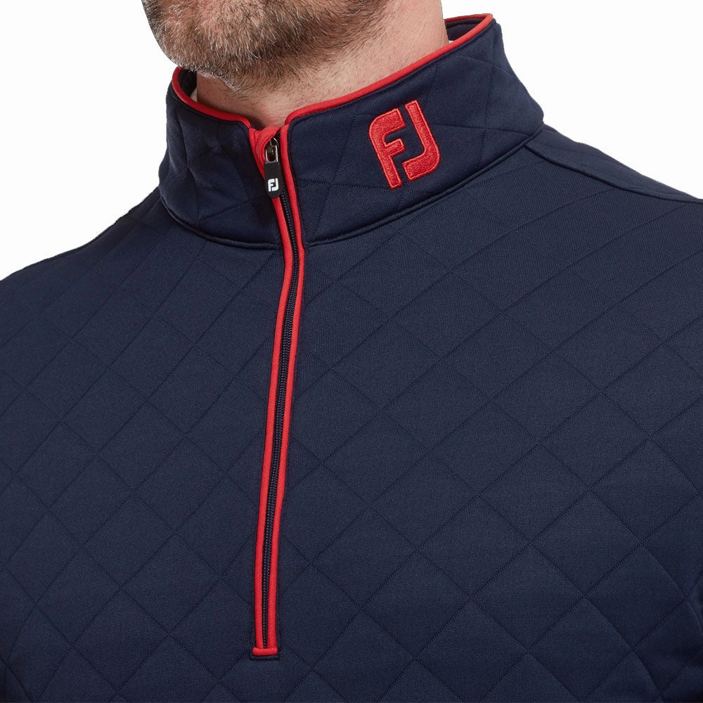 Brand Name FootJoy Diamond Jacquard 1/4 Zip Pullover - Navy/Bright Red