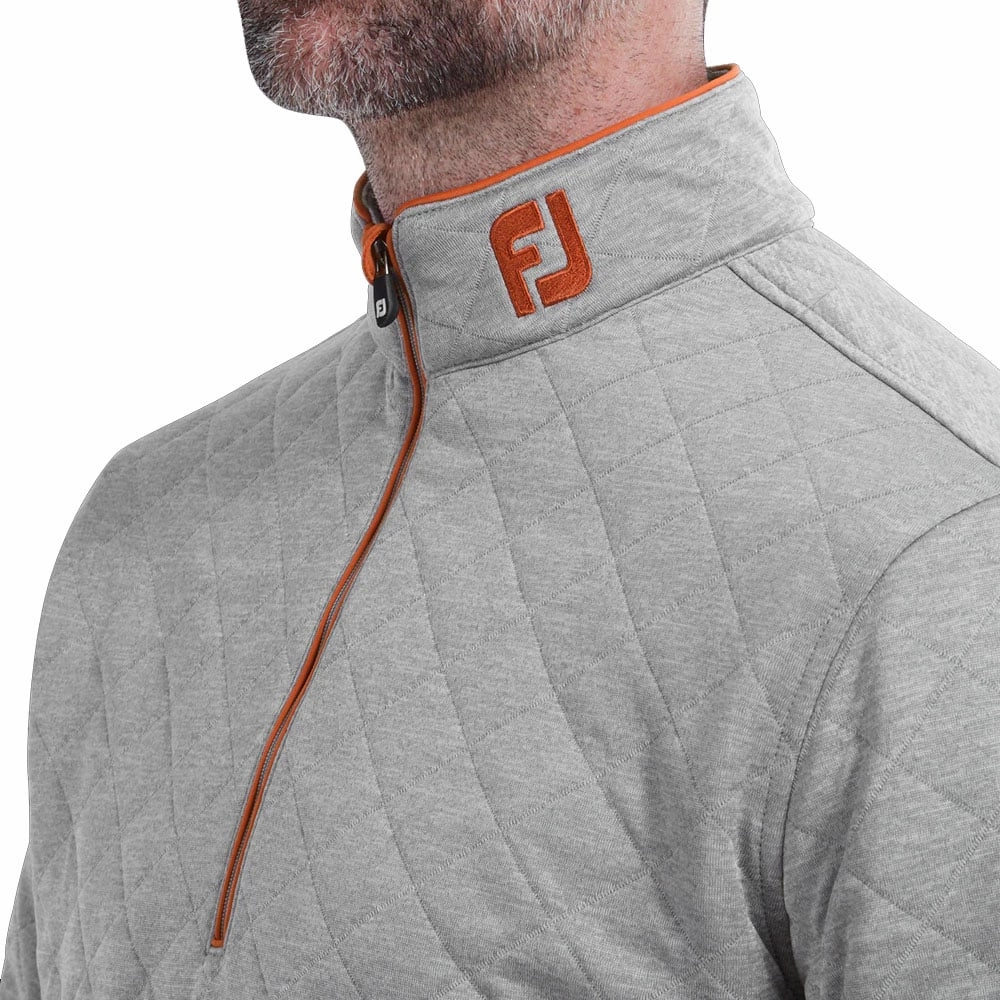 FootJoy Diamond Quilted Chill-Out Xtreme 1/4 Zip Pullover - Grey/Chilli short sleeves Go-to Wear