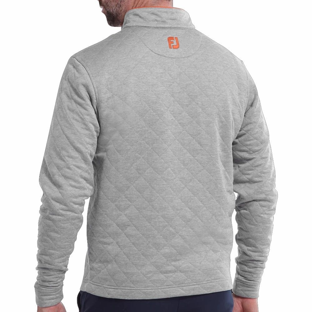FootJoy Diamond Quilted Chill-Out Xtreme 1/4 Zip Pullover - Grey/Chilli right for spring product ethnic authenticity
