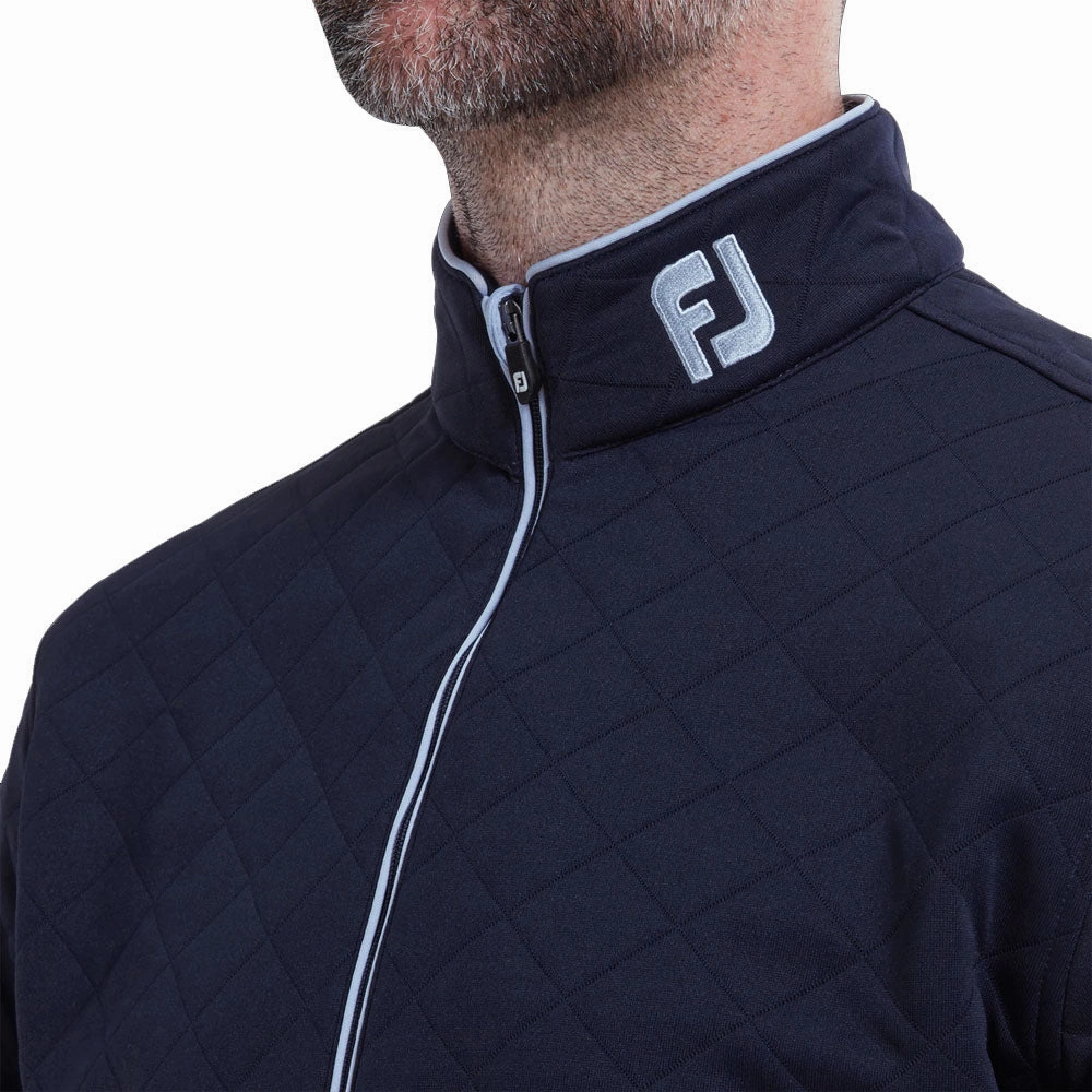 FootJoy Diamond Quilted Chill-Out Xtreme 1/4 Zip Pullover - Navy/Sky Cozy Warmth Comfy Streetwear