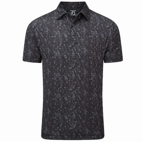 FootJoy Digital Camo Print Lisle Polo Shirt - Black AllWeatherComfort Sustainable
