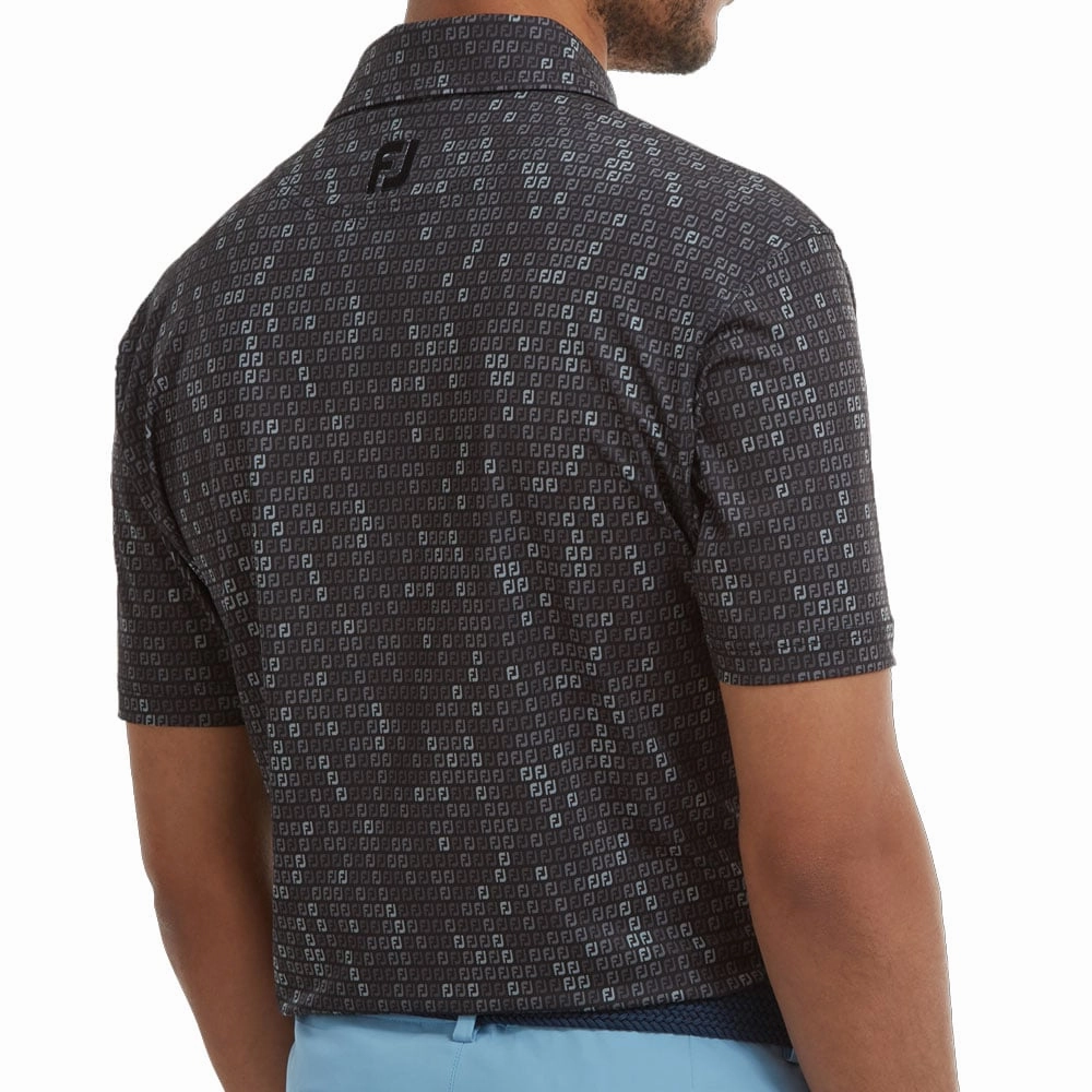 FootJoy Digital Camo Print Lisle Polo Shirt - Black Layered Comfort Easygoing Wear