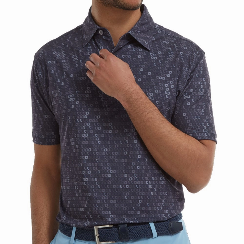 FootJoy Digital Camo Print Lisle Polo Shirt - Navy warm weather Sporty Comfort Wear